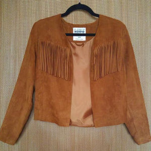 Faux Suede Cropped Fringed Jacket